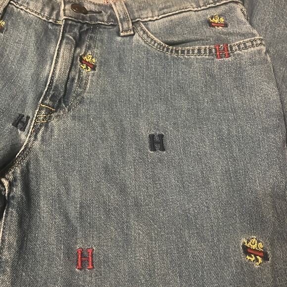 Tommy Hilfiger Slim Boyfriend Logo Embroidered Raw Hem Relaxed Cropped Jeans - Picture 6 of 7